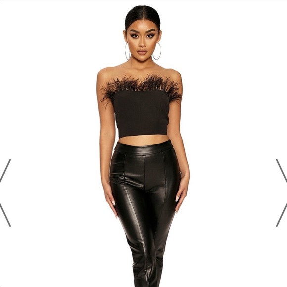 Top and Pants Feather Trimmed Set - Picture 3 of 6